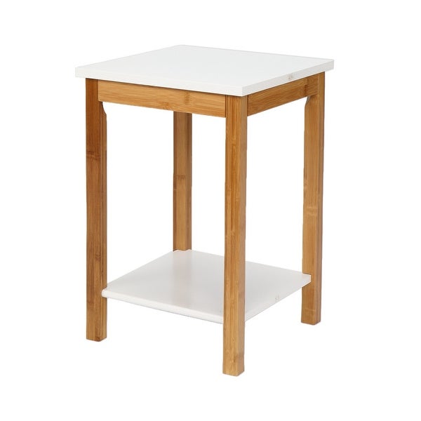 Three-Layer Bamboo Side Table Rectangular White