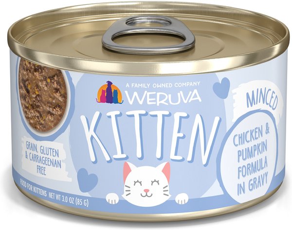 Weruva Kitten， Chicken and Pumpkin Formula in Gravy Wet Cat Food， 3-oz， 12 pack