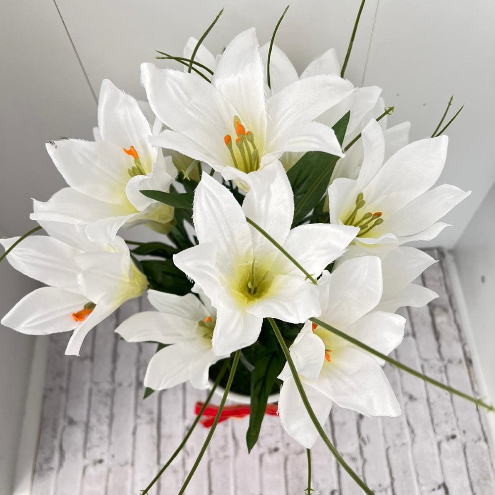 Stunning White Flowers in Ceramic Planter - Artificial