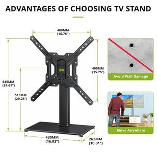 USX MOUNT TV Stand Base for 26 in. to 55 in. LCD LED Flat Screen TVs VESA 400 mm x 400 mm Height Adjustable Tabletop HAS306