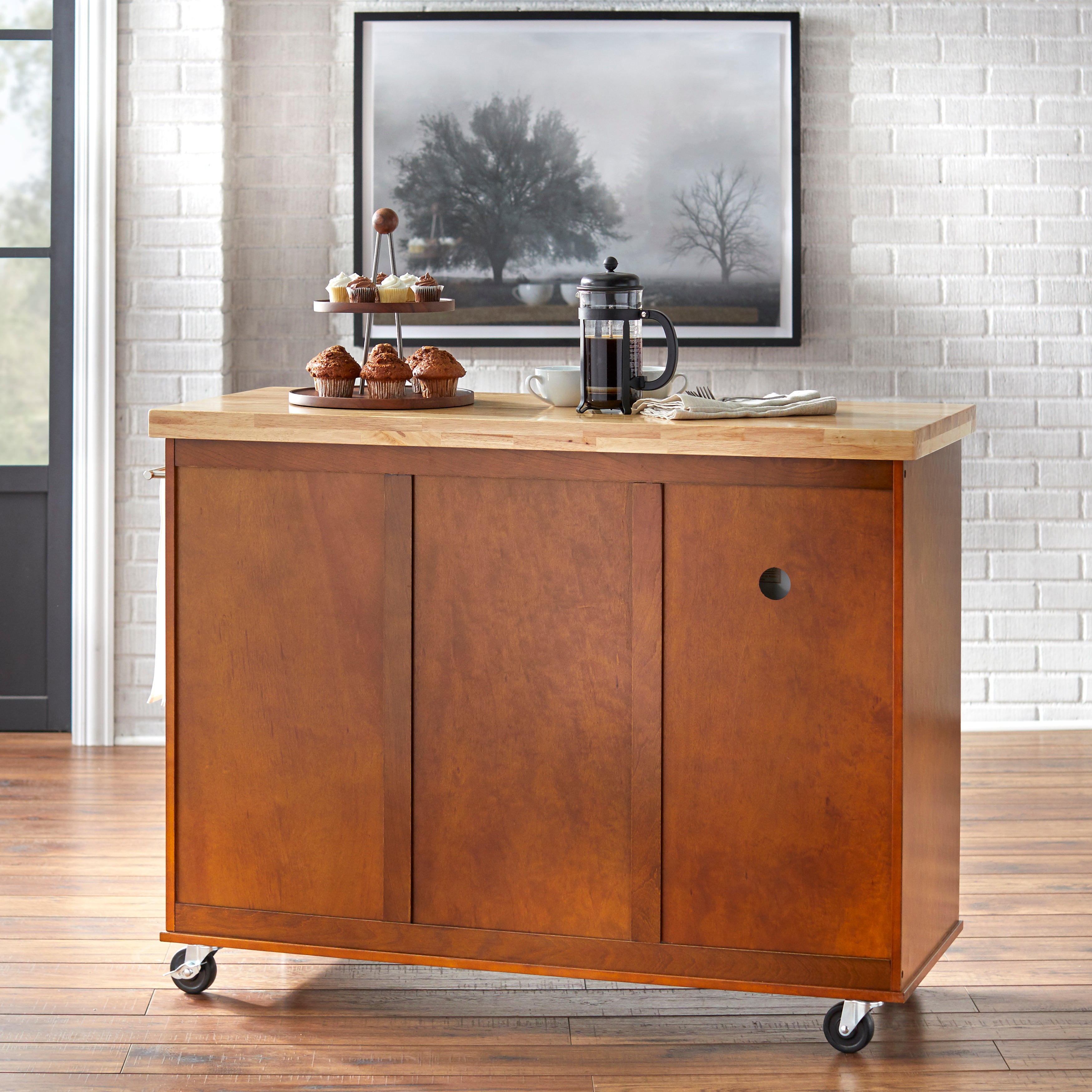 TMS Galvin Kitchen Microwave Cart， Walnut