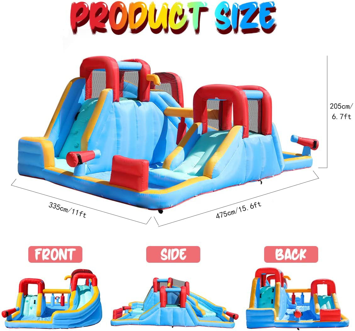 Inflatable Bounce House,Bouncy House with Slide and 750W Air Blower, Kids Bouncy Castle for Outdoor Backyard