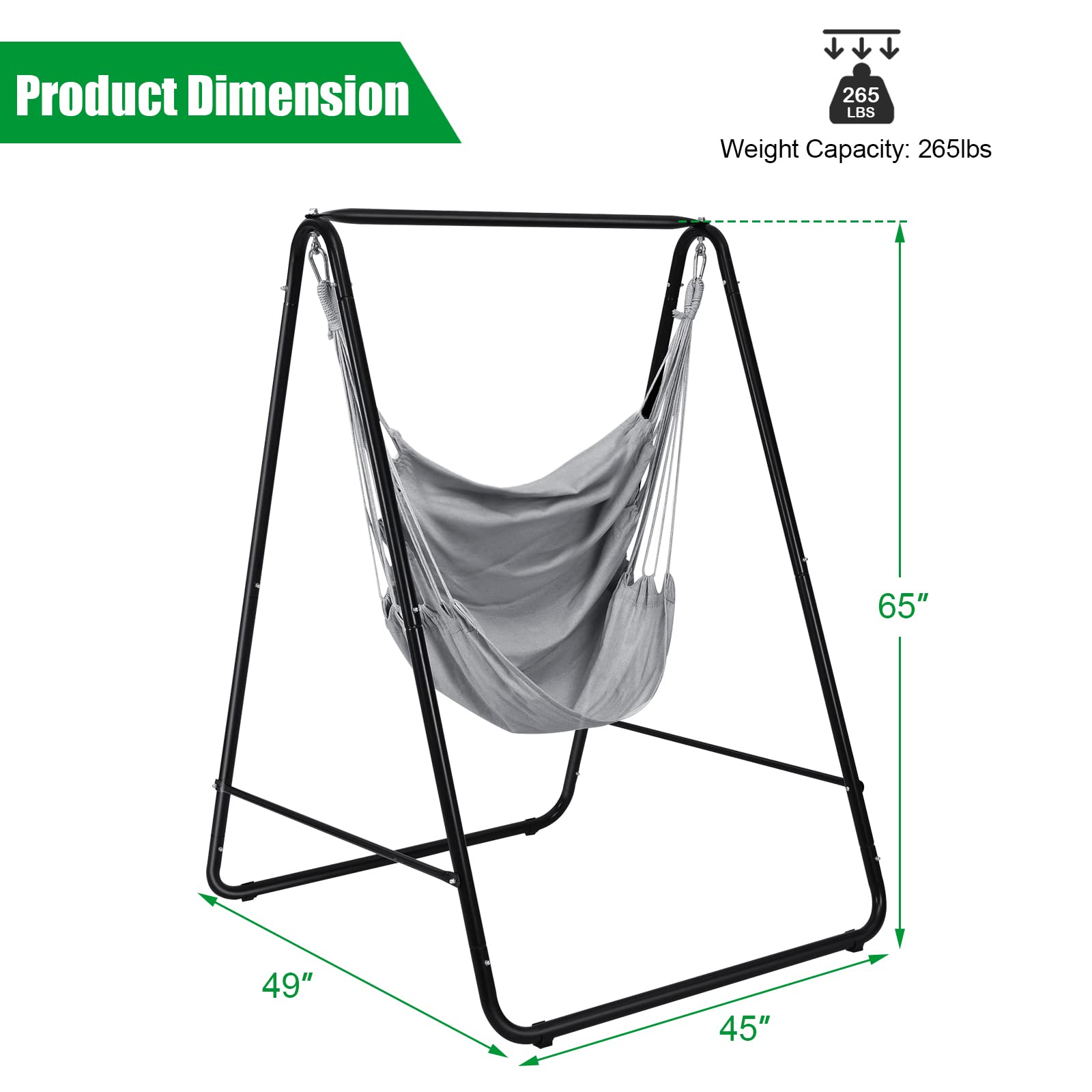 Heavy-Duty Powder-Coated Steel Stand with Hanging Swing Chair