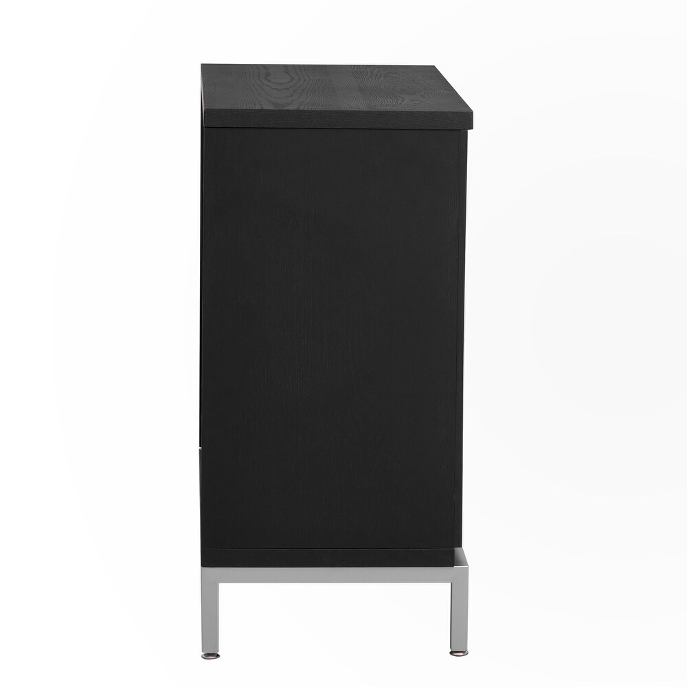 Accent Cabinet with Solid Wood Veneer and Metal Leg Frame