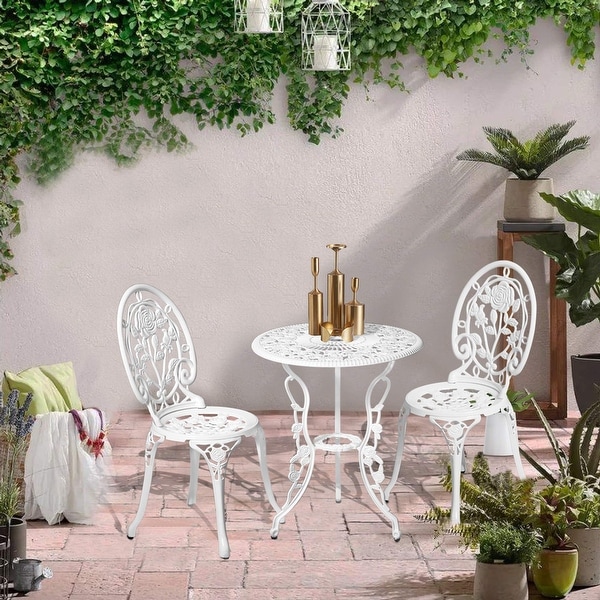 Outdoor Patio Cast Aluminum 3 Piece Bistro Set