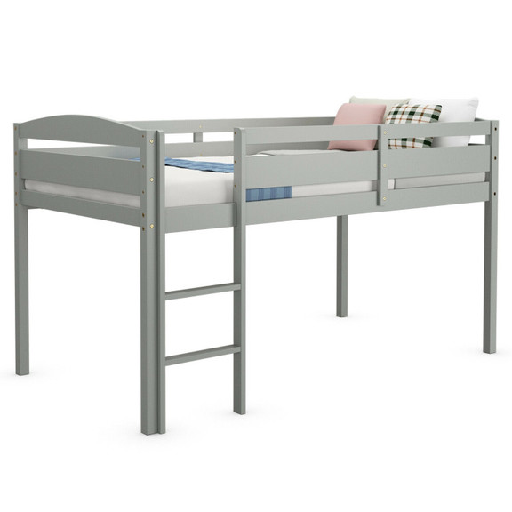 Costway 76945810 Wooden Twin Low Loft Bunk Bed wit...