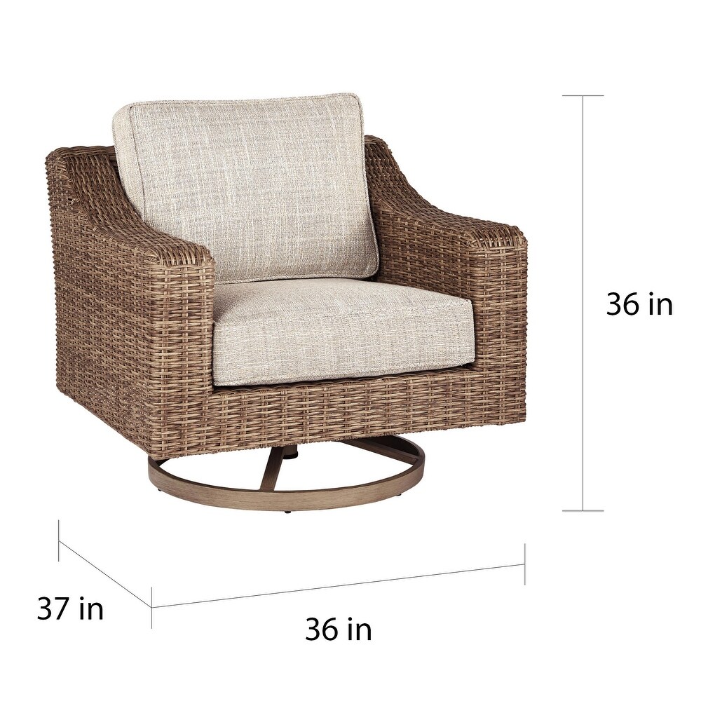 Signature Design by Ashley Beachcroft Hand woven Wicker look Swivel Chair