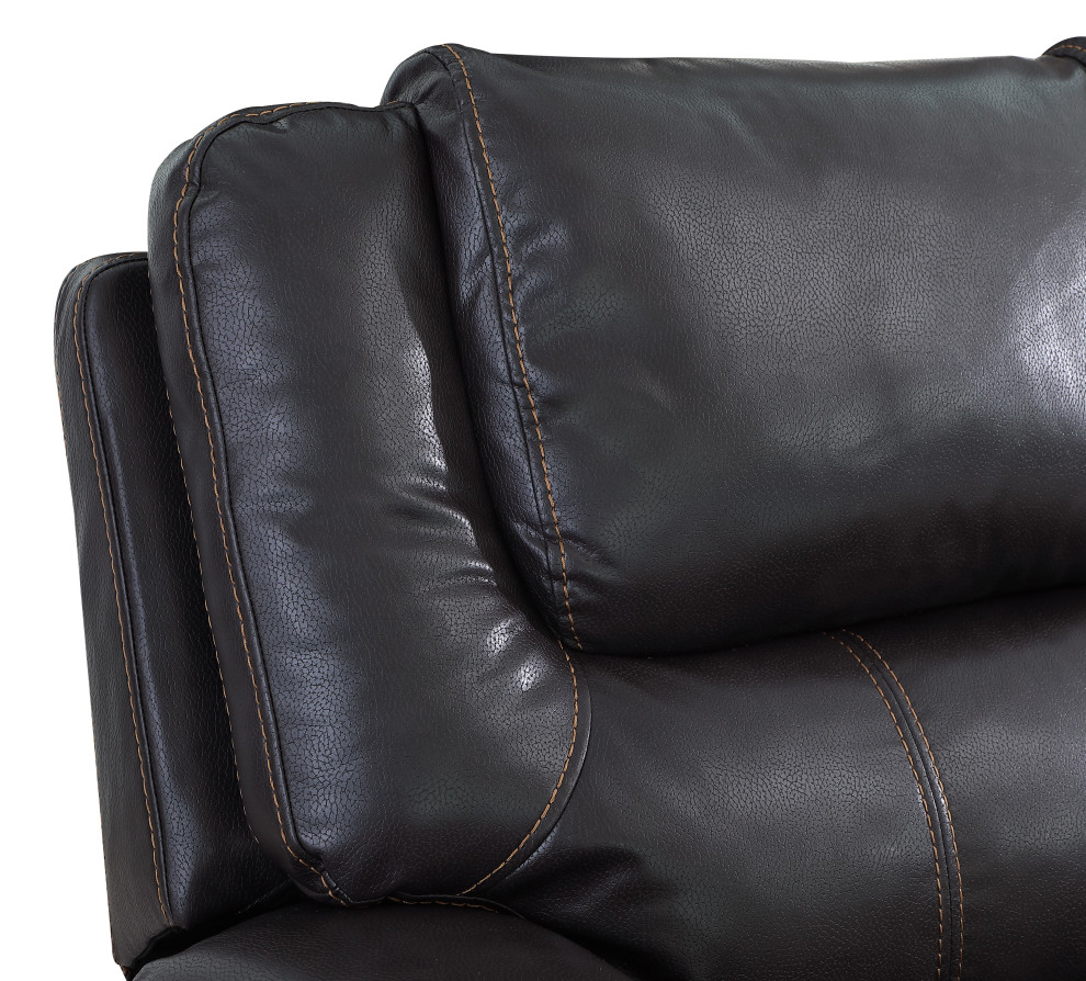 Aiden Transitonal Leather Air Reclining Upholstered Sofa   Contemporary   Sofas   by Luxuriant Furniture  Houzz