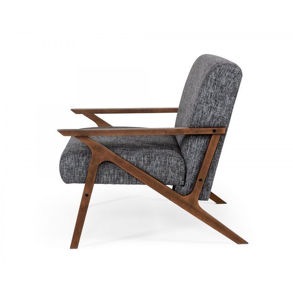 Modrest Candea Mid-Century Walnut and Grey Accent Chair