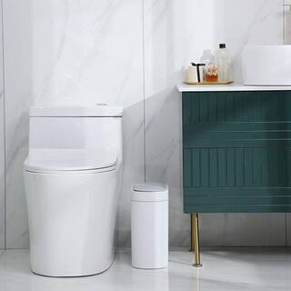 Dracelo 2.5 Gal. White Bathroom Slim Plastic Motion Sensor Trash Can with Lid B08V8LQGL3