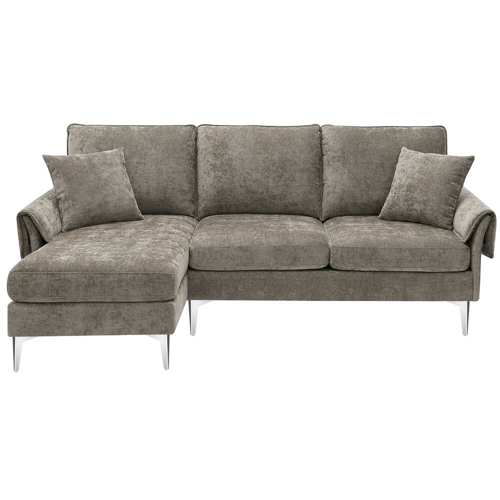 Merax Modern Chenille L Shaped Sofa Couch with Reversible Chaise Lounge