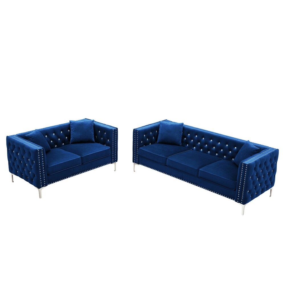 2 Piece Sofa Set Velvet with Sofa   Loveseat  Living Room Set