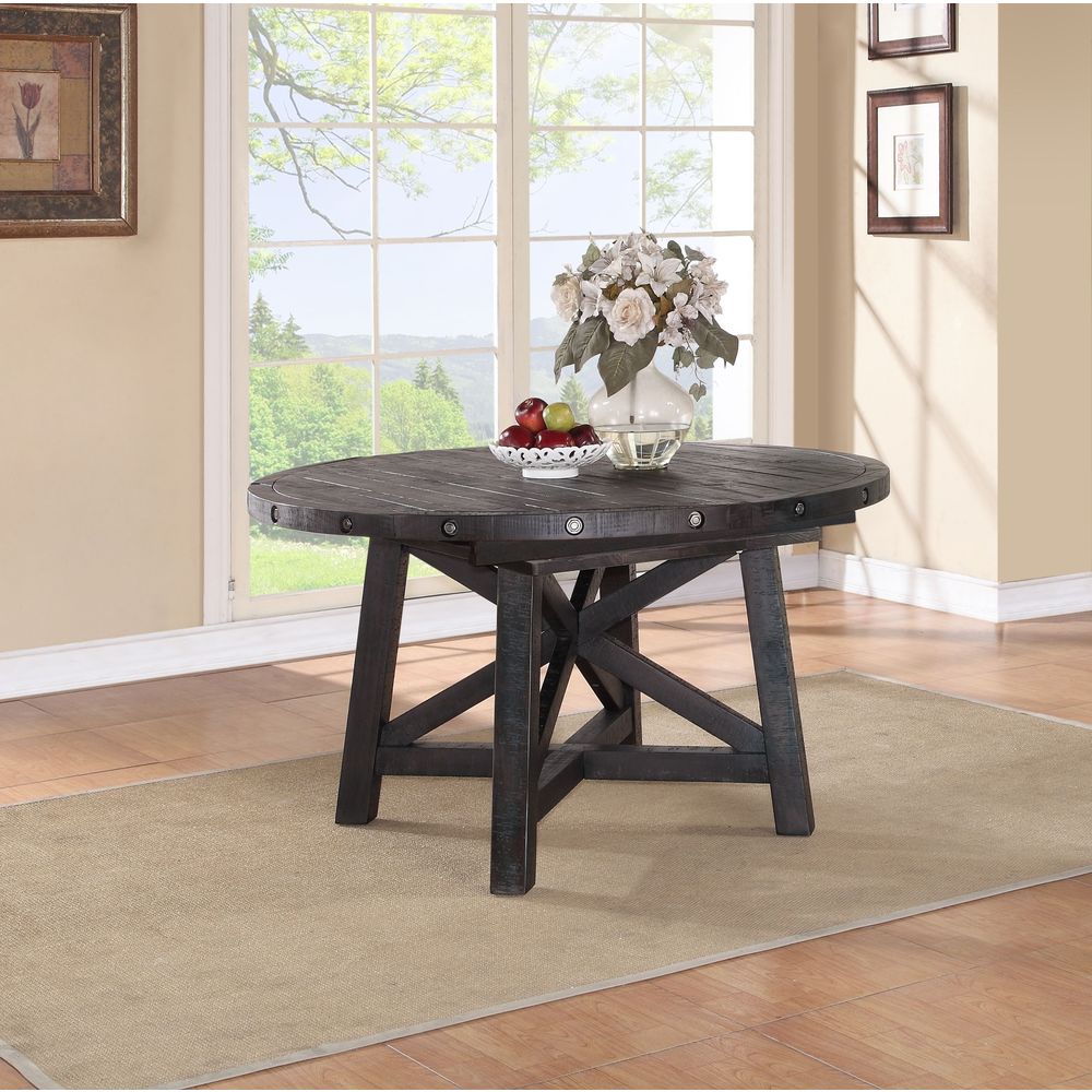 Industrial Solid Wood Round Extension Table