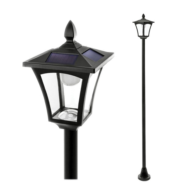 Home Zone Security 65 in Decorative Solar Black Lamp Post