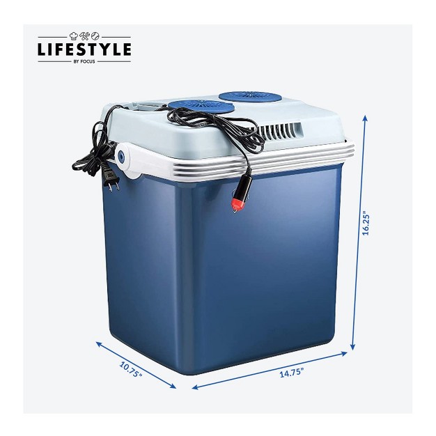 Lifestyle 27 quart Electric Cooler warmer With Dual Ac And Dc Power Cords blue