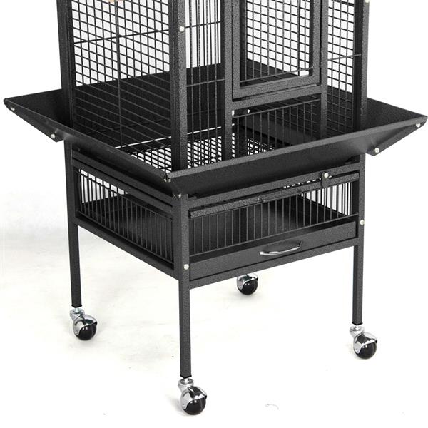 Yaheetech Wrought Iron Select Pet Bird Cage Play Top Parrot Cockatiel Cockatoo Parakeet Finches-Black