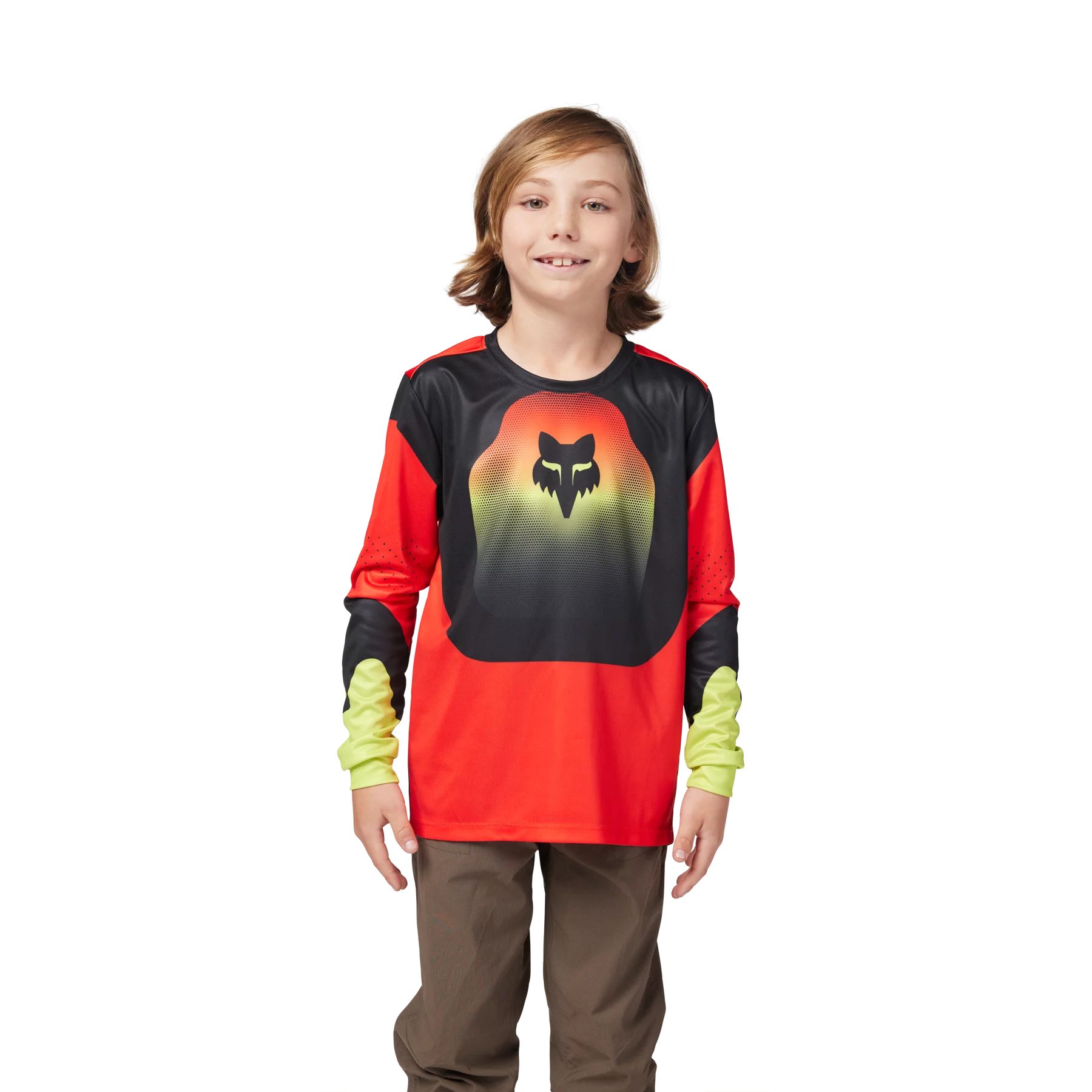 Fox Racing Ranger Long Sleeve MTB Jersey - Revise - Youth - Red-Yellow