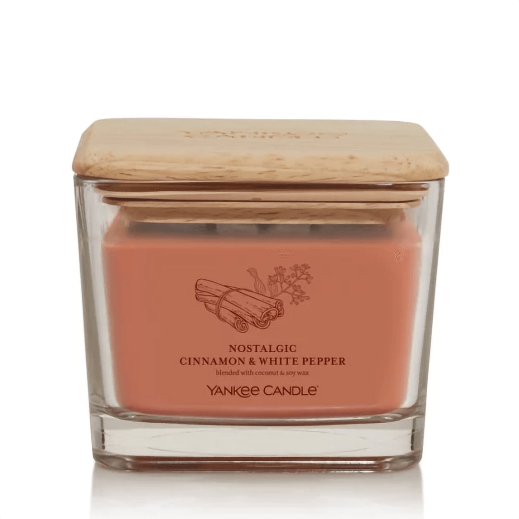 Yankee Candle  Well Living Collection - Medium Square Candle in Nostalgic Cinnamon & White Pepper