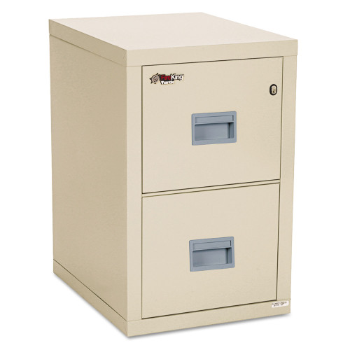 FireKing Compact Turtle Insulated Vertical File， 1-Hour Fire， 2 Legal/Letter File Drawers， Parchment， 17.75