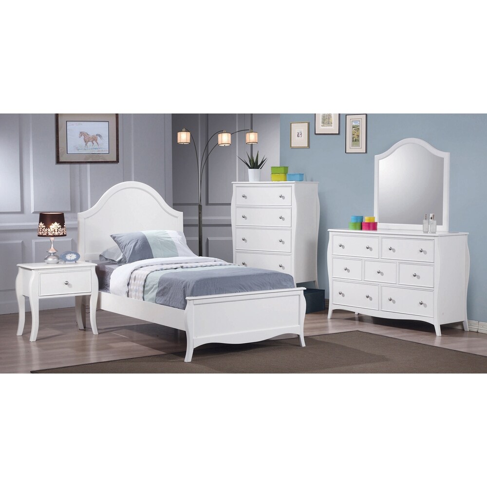 Chloe White 3 piece Bedroom Set with Dresser and Mirror