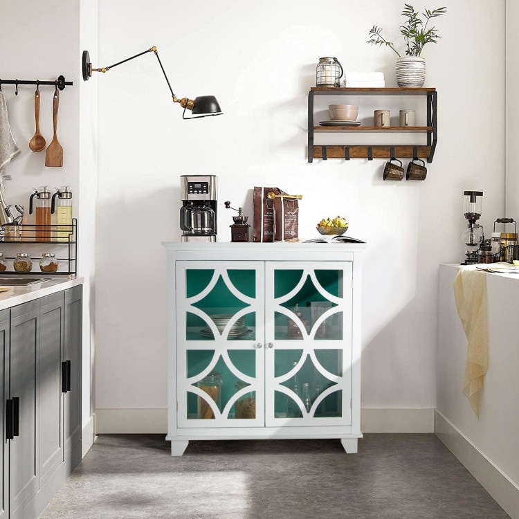 Kitchen Buffet Sideboard with Glass Doors and Adjustable Shelf   36\