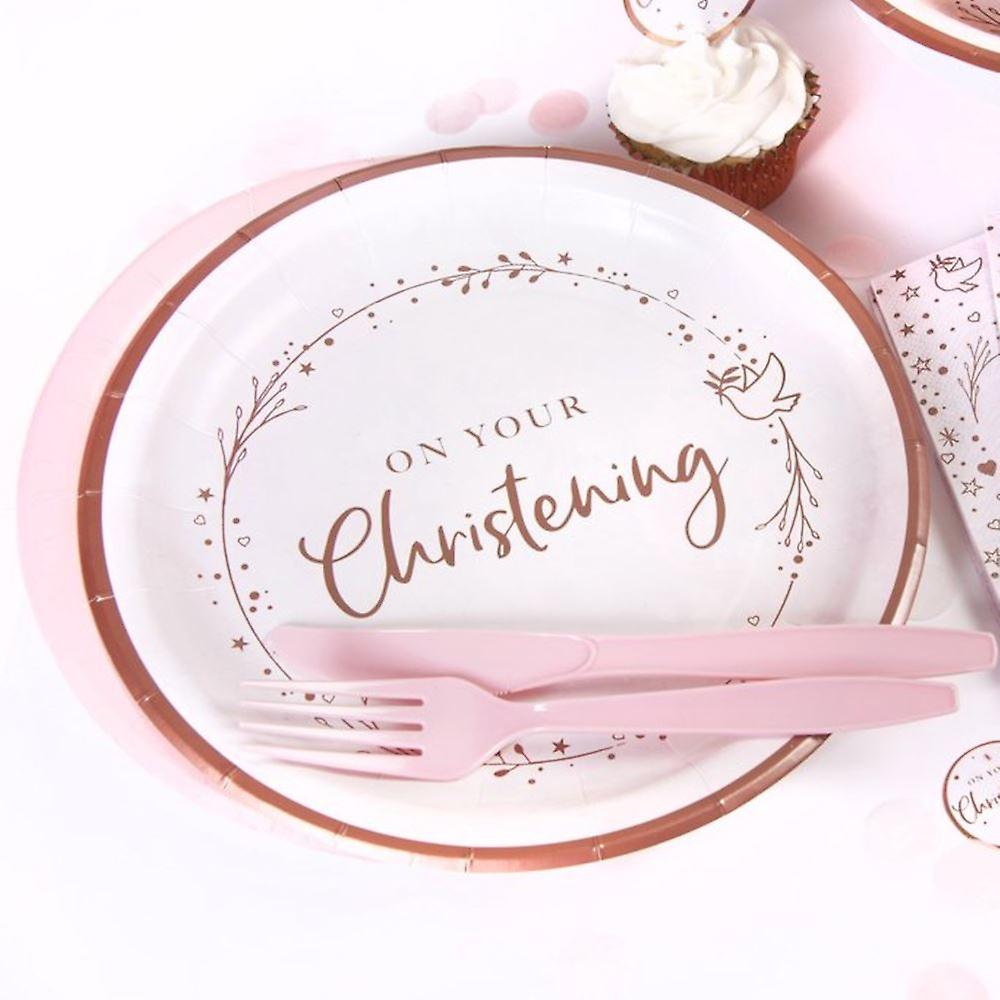 Pink Girl  Christening Paper Plates | Party Tableware x 8