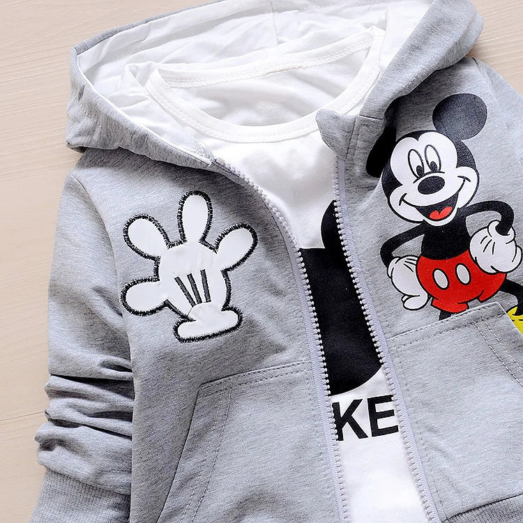 Baby Girls Boys Mickey Minnie Clothing Sets Spring Autumn Kids Outfits Hoodie+T-shirt+Pants Tracksuit Children Sport Suit