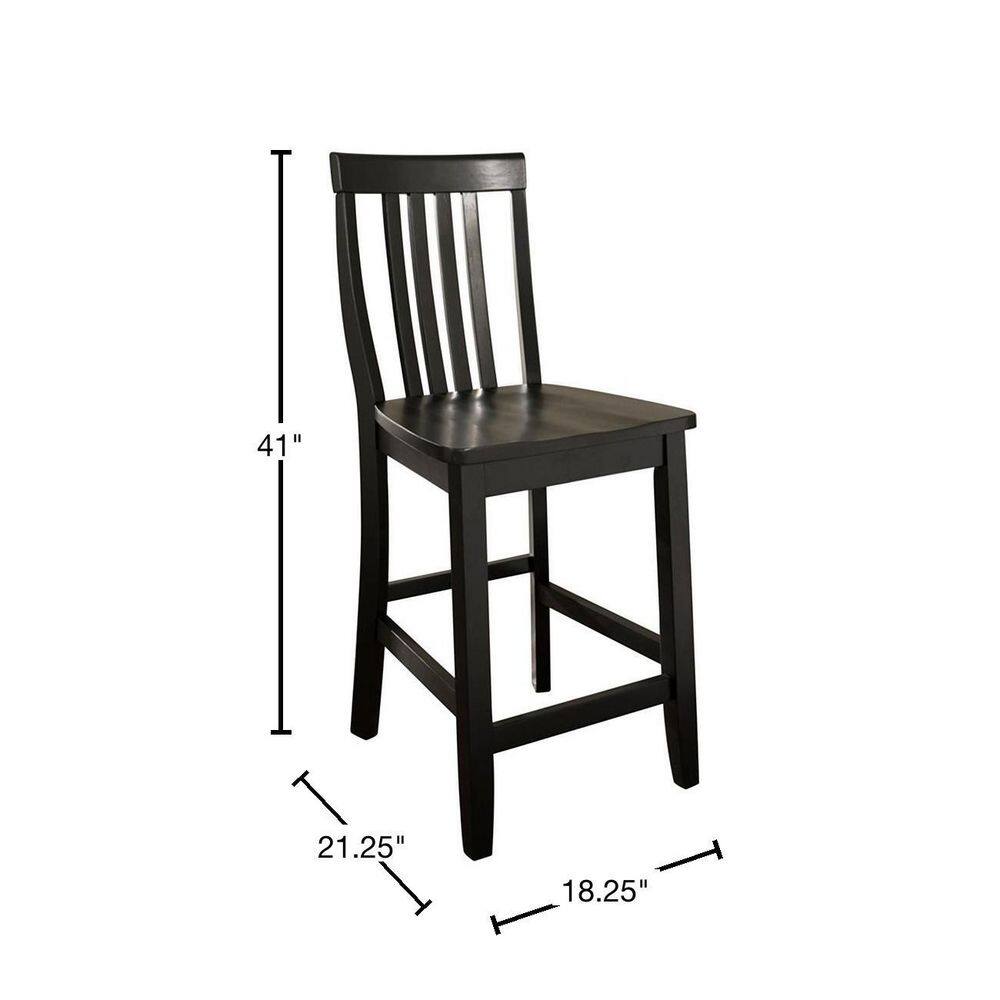 CROSLEY FURNITURE 24 in. Black School House Bar Stool (Set of 2) CF500324-BK