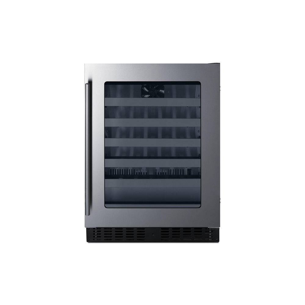 Summit Appliance 24 in. Shallow Depth Single Zone 33-Bottle Built-In Wine Cooler in Stainless Steel ADA Compliant ASDW2412