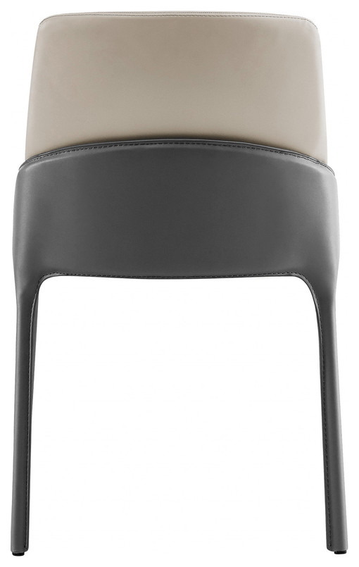 Set of Two Light and Dark Gray Faux Faux Leather Side Chairs   Contemporary   Dining Chairs   by HomeRoots  Houzz