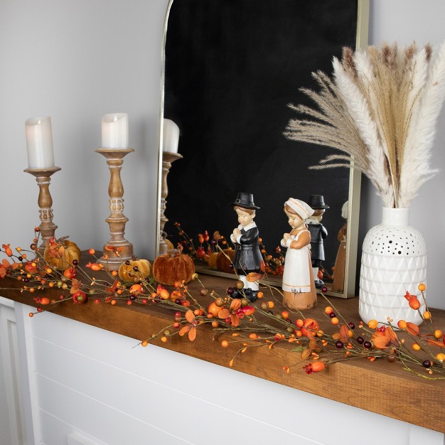 Fall Harvest Berries And Leaves Twig Artificial Garland Unlit