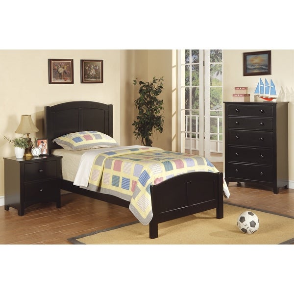 Black Finish Nightstand 2-Drawers - - 35901716