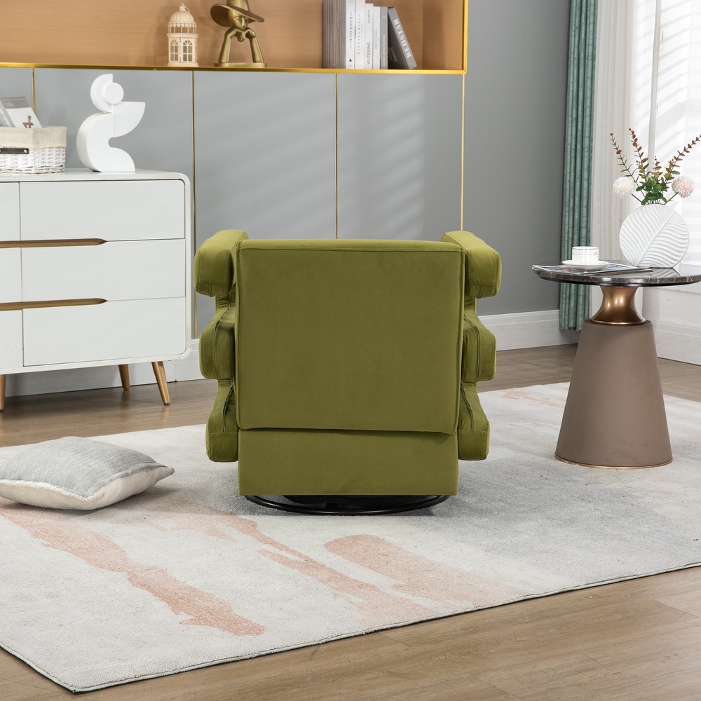 Living Room Textured Single Sofa Tufted Accent Sofa Chair Hollow Armchairs Child Lounge Chair Couch Side Chair  Olive