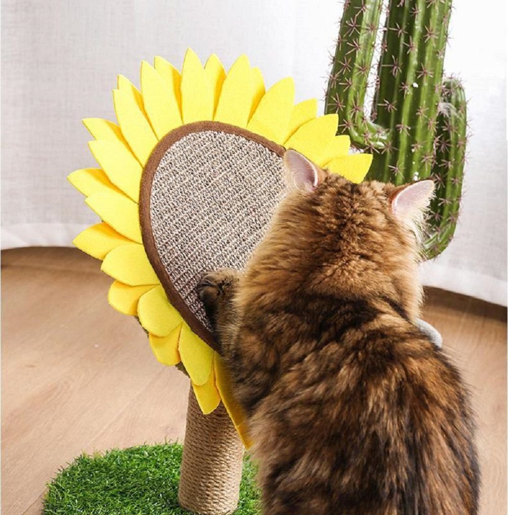 Lovely Caves Gardern Sunflower Cat Scratcher， Yellow