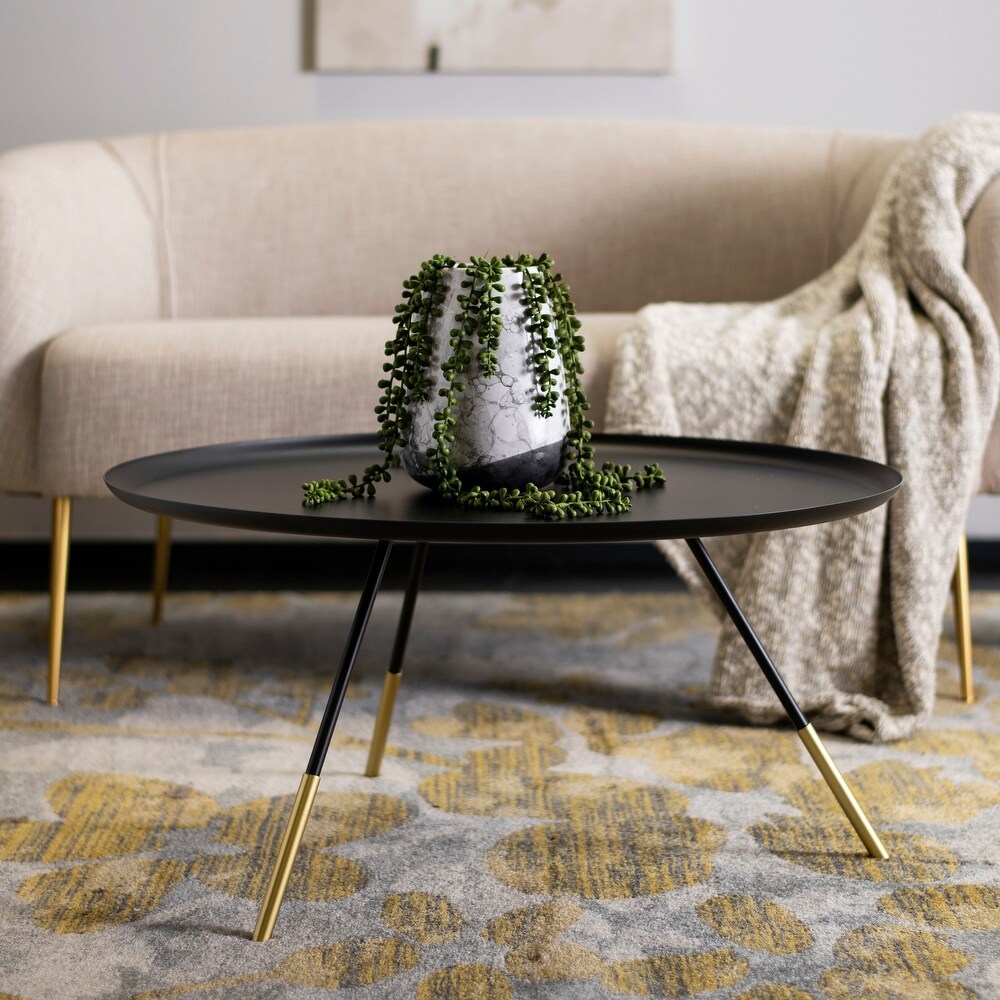 SAFAVIEH Orson Coffee Table W/ Metal Gold Cap Black / Gold   29\