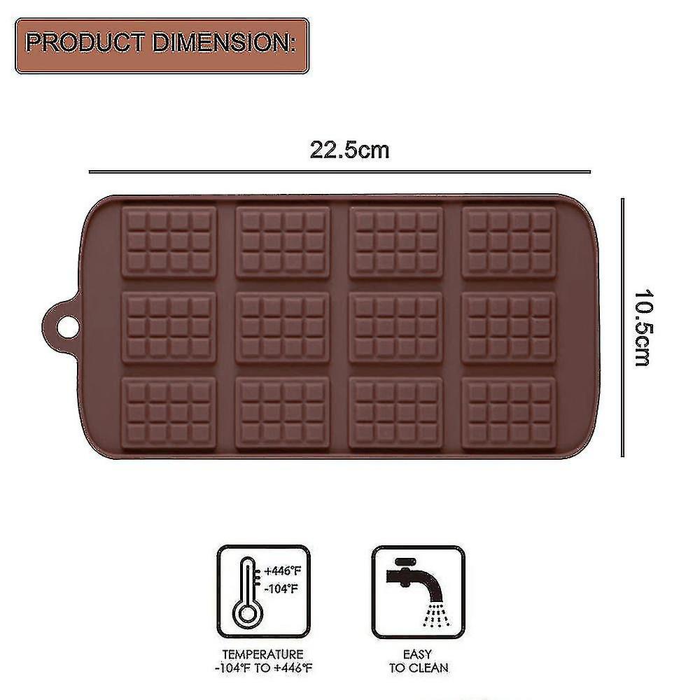 Silicone Chocolate Candy Molds Waffle 12 Grids Bpa Free， Reusable