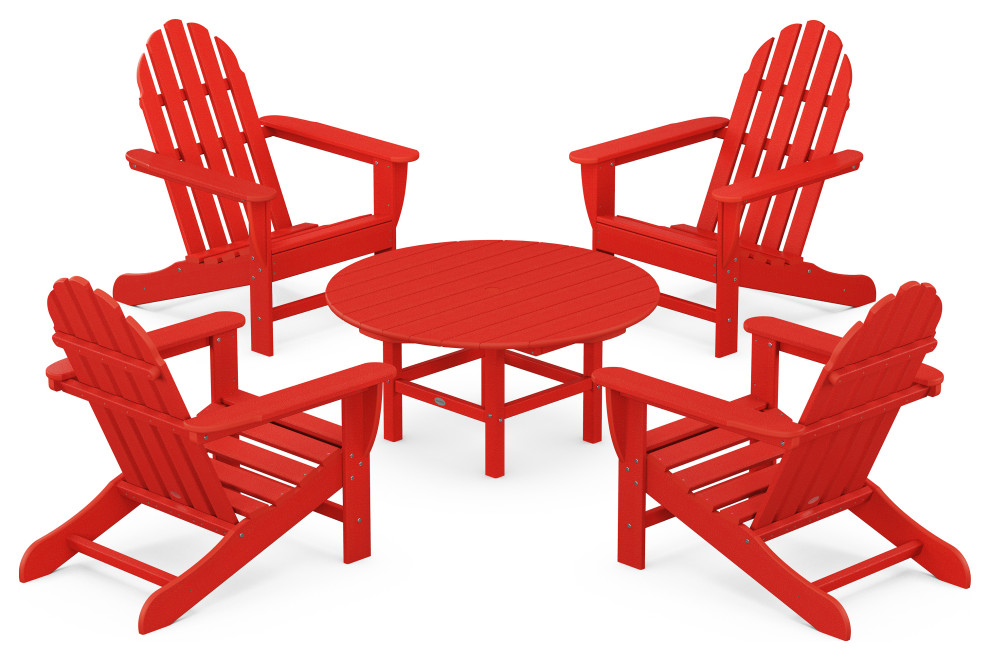 Classic Adirondack 5 Piece Conversation Set   Contemporary   Outdoor Lounge Sets   by POLYWOOD  Houzz