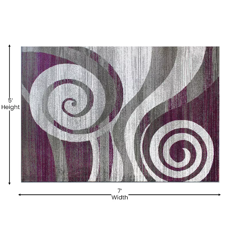 Masada Rugs Masada Rugs Stephanie Collection 5'x7' Area Rug with Modern Contemporary Design 1103 in Purple， Gray， White and Black