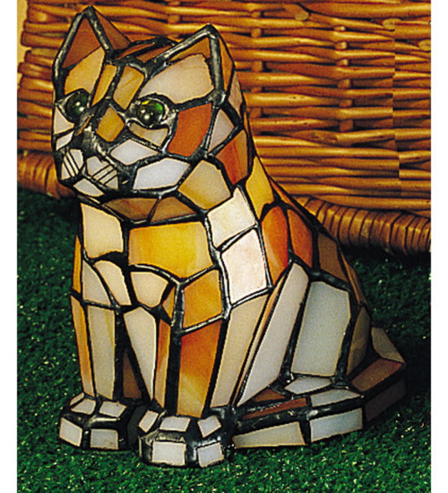 Meyda Tiffany 11332 Orange Tabby Cat Stained Glass / Tiffany Specialty Lamp - Tiffany