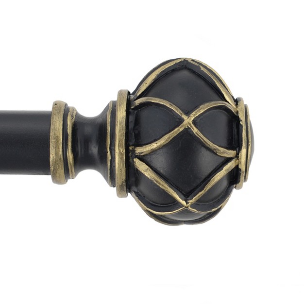 Iron And Resin Expandable Black And Gold Window Curtain Rod By Blue Nile Mills