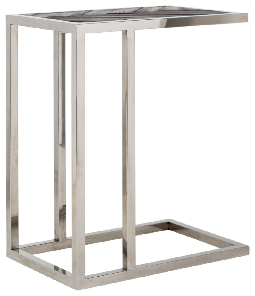 Silver Framed Wooden Side Table  OROA Blackbone   Contemporary   Side Tables And End Tables   by Oroa   Distinctive Furniture  Houzz