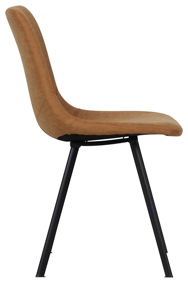 Markley Modern Leather Dining Chair With Metal Legs Set of 4 Light Brown   Contemporary   Dining Chairs   by Uber Bazaar  Houzz