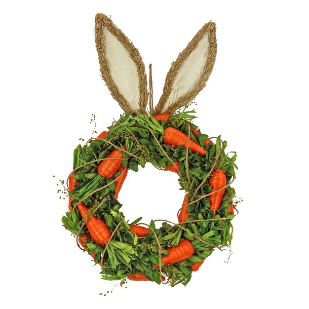 Bunny Ears Carrot Artificial Hanging Wreath Easter Collection