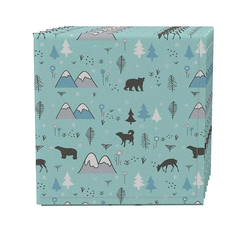 Napkin Set of 4， 100% Cotton， 20x20， Wild in Nature Blue