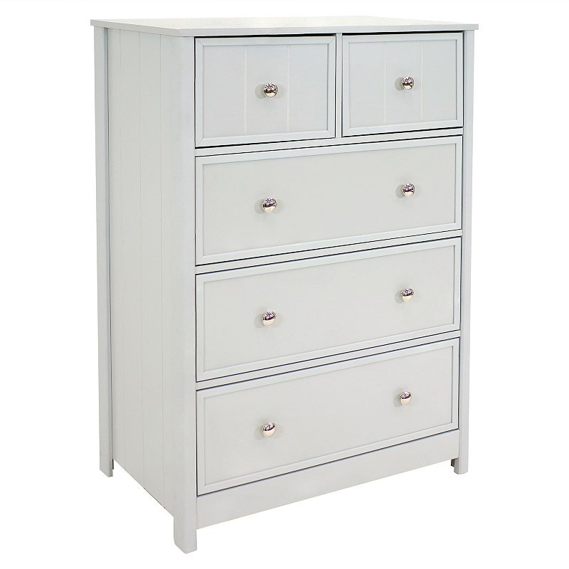 Sunnydaze Beadboard Vertical Dresser with 5 Drawers - Gray - 43.5 in