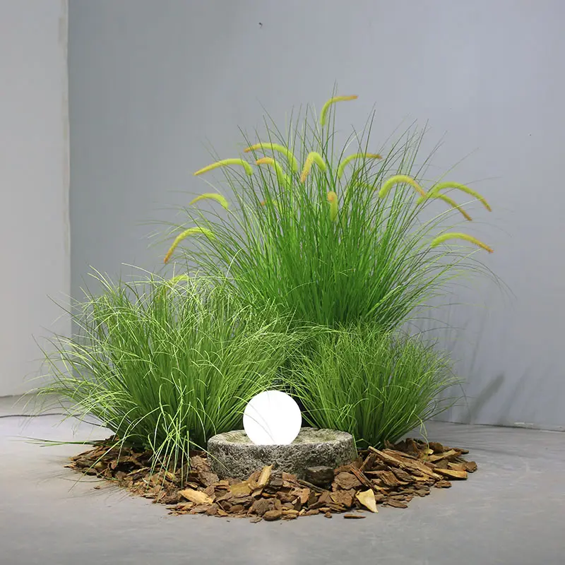 48 inch 19 head foxtail grass pot green onion grass lawn light green PE ball white light pine bark artificial landscape