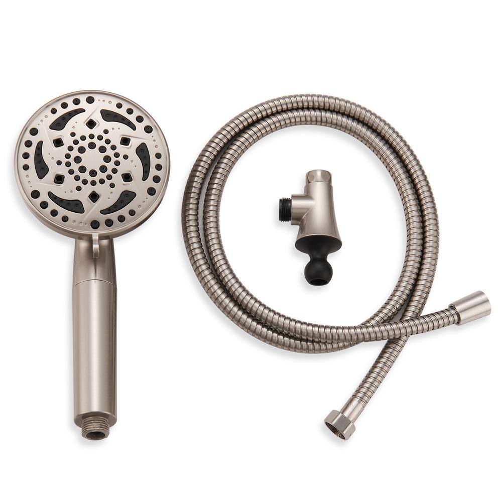 Zalerock 7-Spray Pattern 4.92 in. Wall Mount Handheld Shower Heads 1.8 GPM with Filter Removable Shower Hose in Brushed Nickel KSCF032