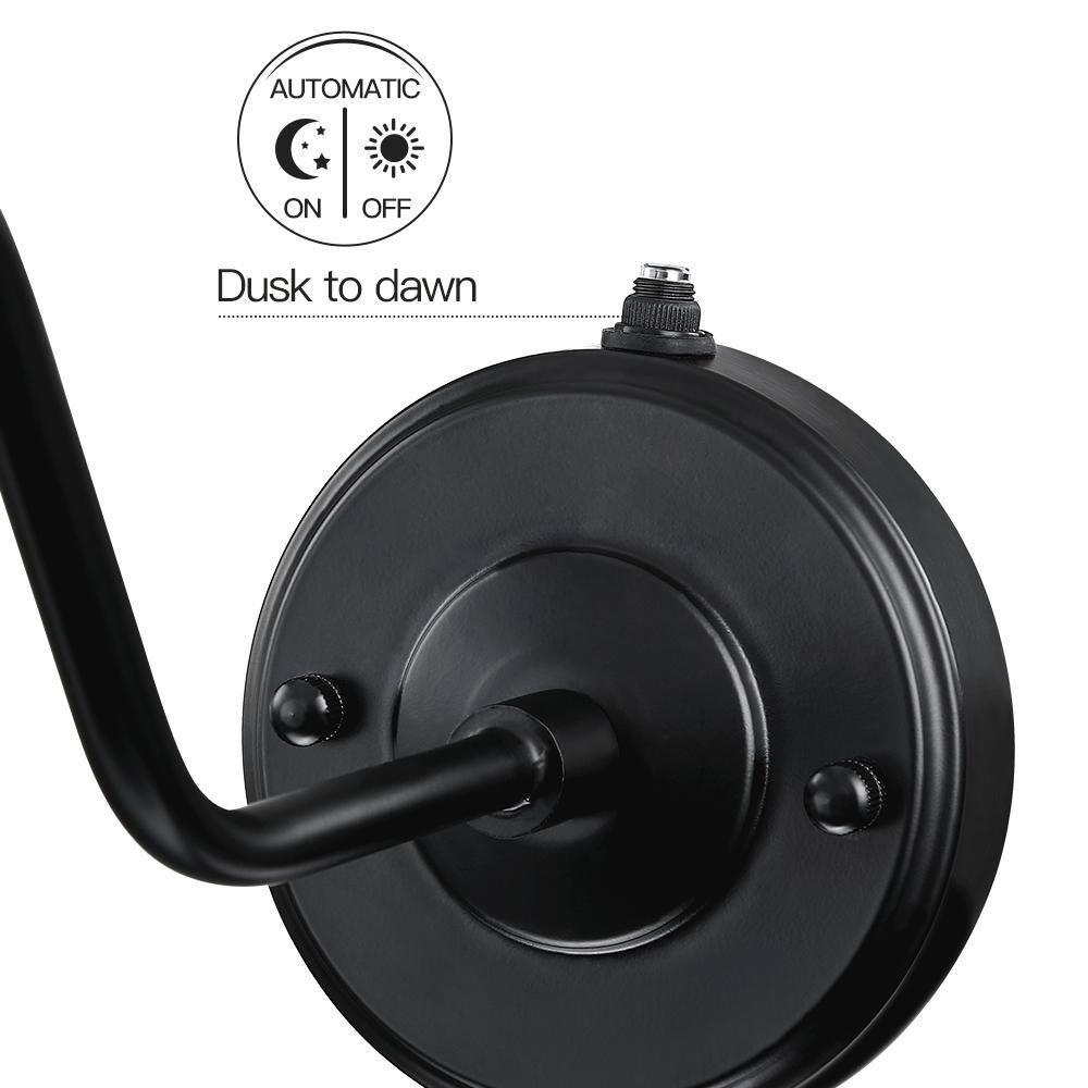 TRUE FINE Grantham 1-Light 12 in. Black Dusk to Dawn Outdoor Barn Light Wall Sconce TD130011OT