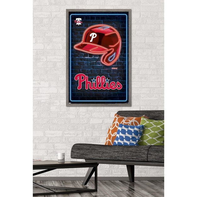 Trends International Mlb Philadelphia Phillies Neon Helmet 23 Framed Wall Poster Prints