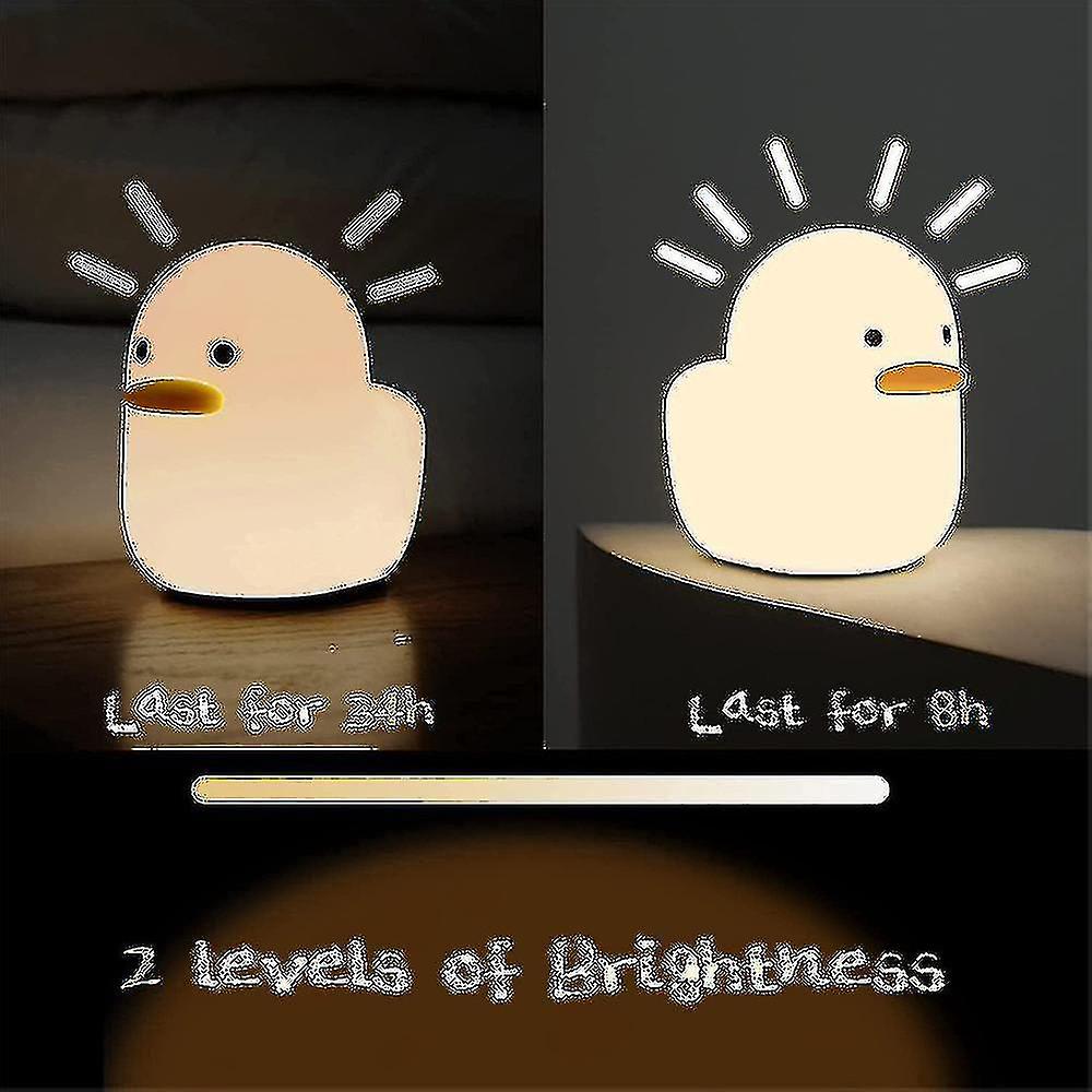 Led Duck Night Light Usb Bedside Silicone Sleeping Lamp Touch Control W/ Timer